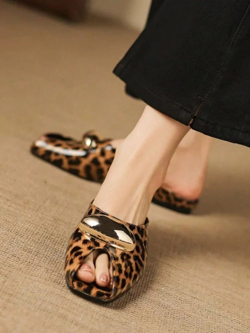 Brown Casual Women's Bow Slide Sandals High Heel Pointed Toe
